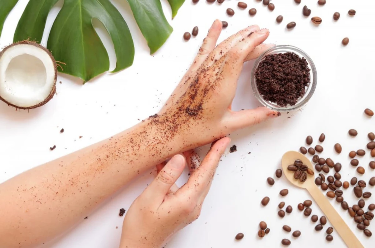 Coffee hand scrub and natural exfoliation care