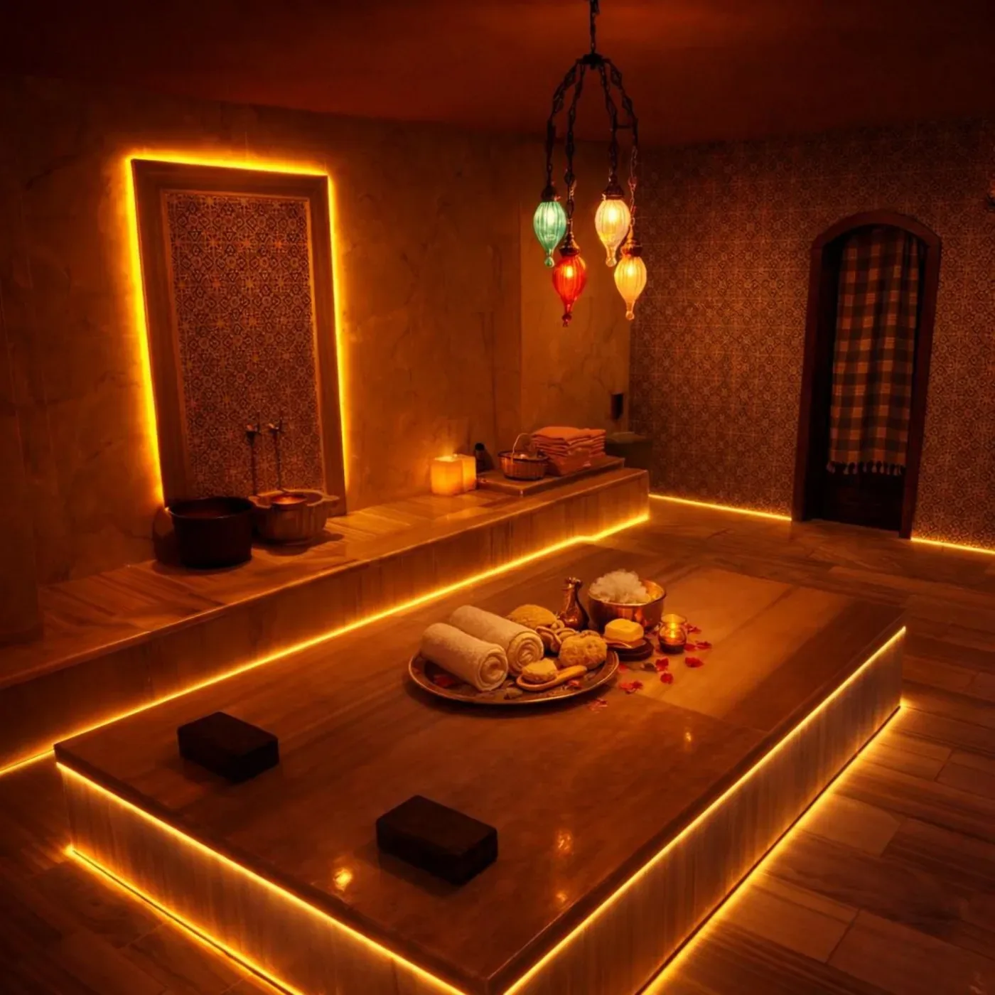 Warm Ottoman private hammam room at Rumeli Hammam